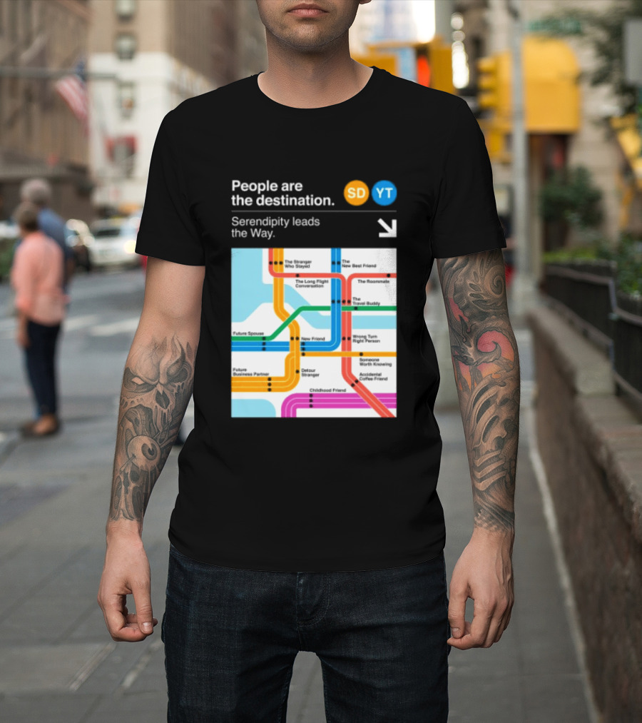 Seek Discomfort Serendipity Leads The Way People Are The Destination Black T-Shirt
