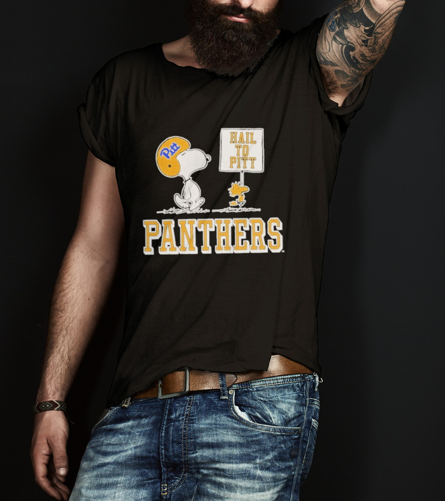 Snoopy Woodstock Hail To Pitt Panthers Peanuts Football Fan T-Shirt