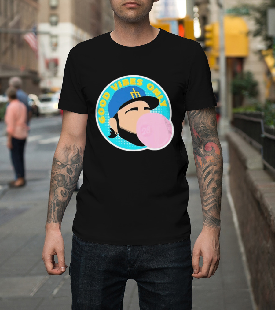 Seattle Mariners Eugenio Suarez Good Vibes Only 28 Baseball Bubblegum T-Shirt