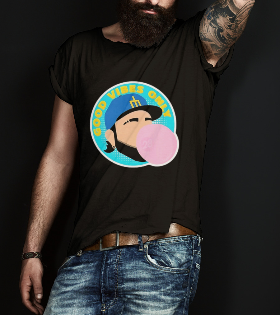 Seattle Mariners Eugenio Suarez Good Vibes Only 28 Baseball Bubblegum T-Shirt