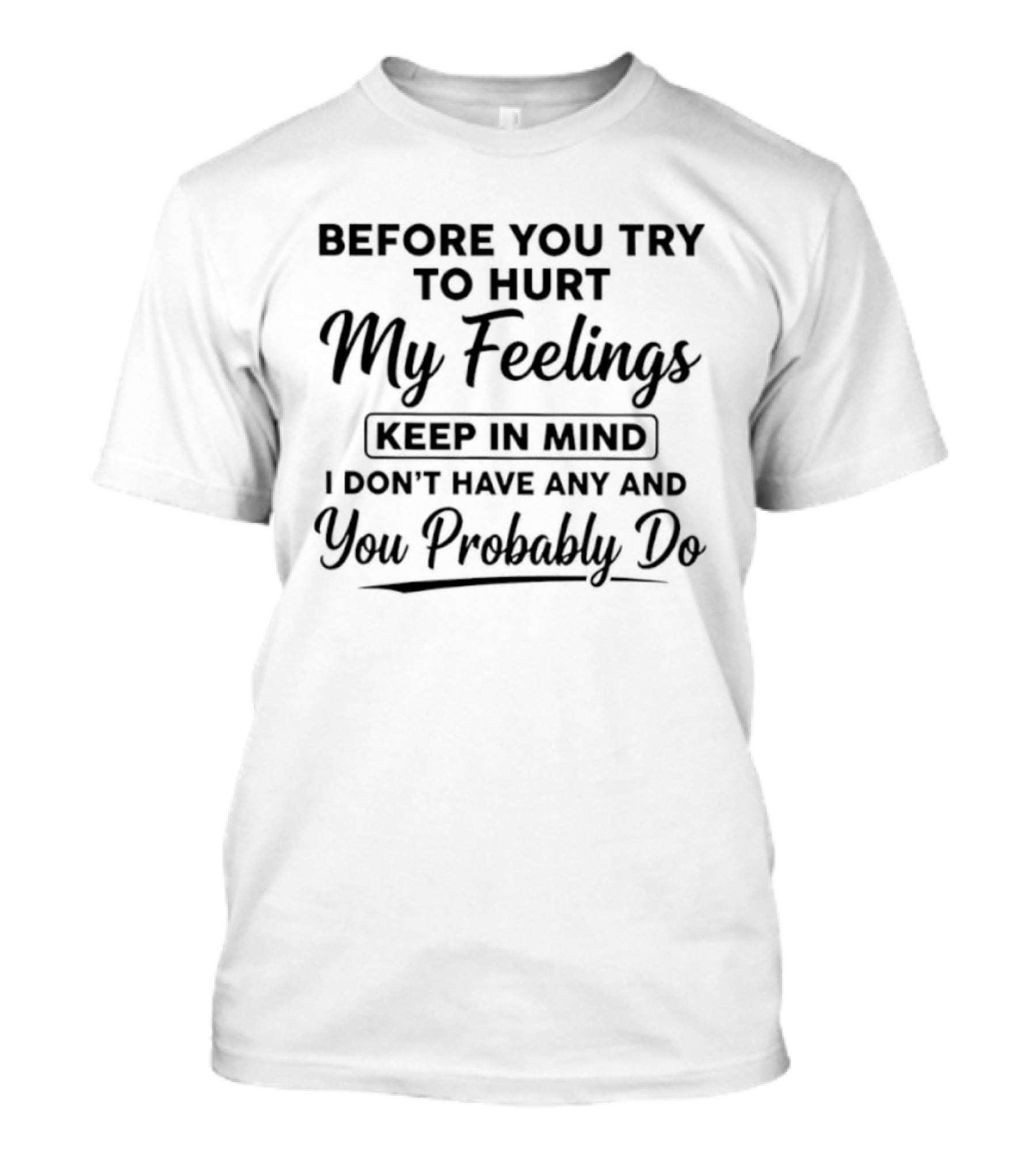 Before You Try To Hurt My Feelings Keep In Mind I Don't Have Any And You Probably Do T-Shirt