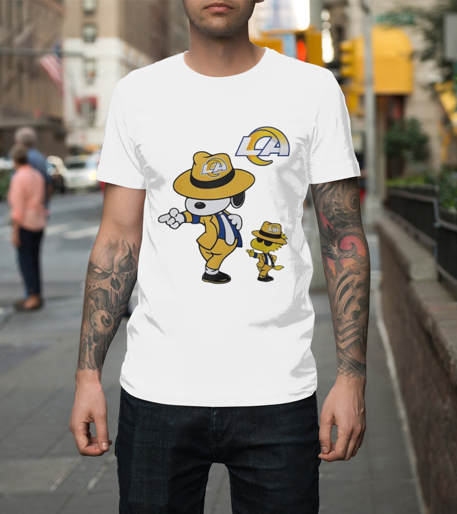 Los Angeles Rams Snoopy Woodstock LA Collaboration Dancing T-Shirt