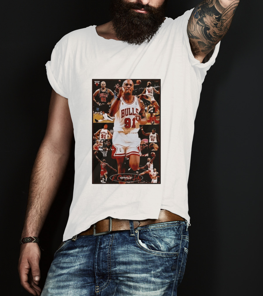 Dennis Rodman Chicago Bulls 91 Iconic NBA Basketball Highlights T-Shirt