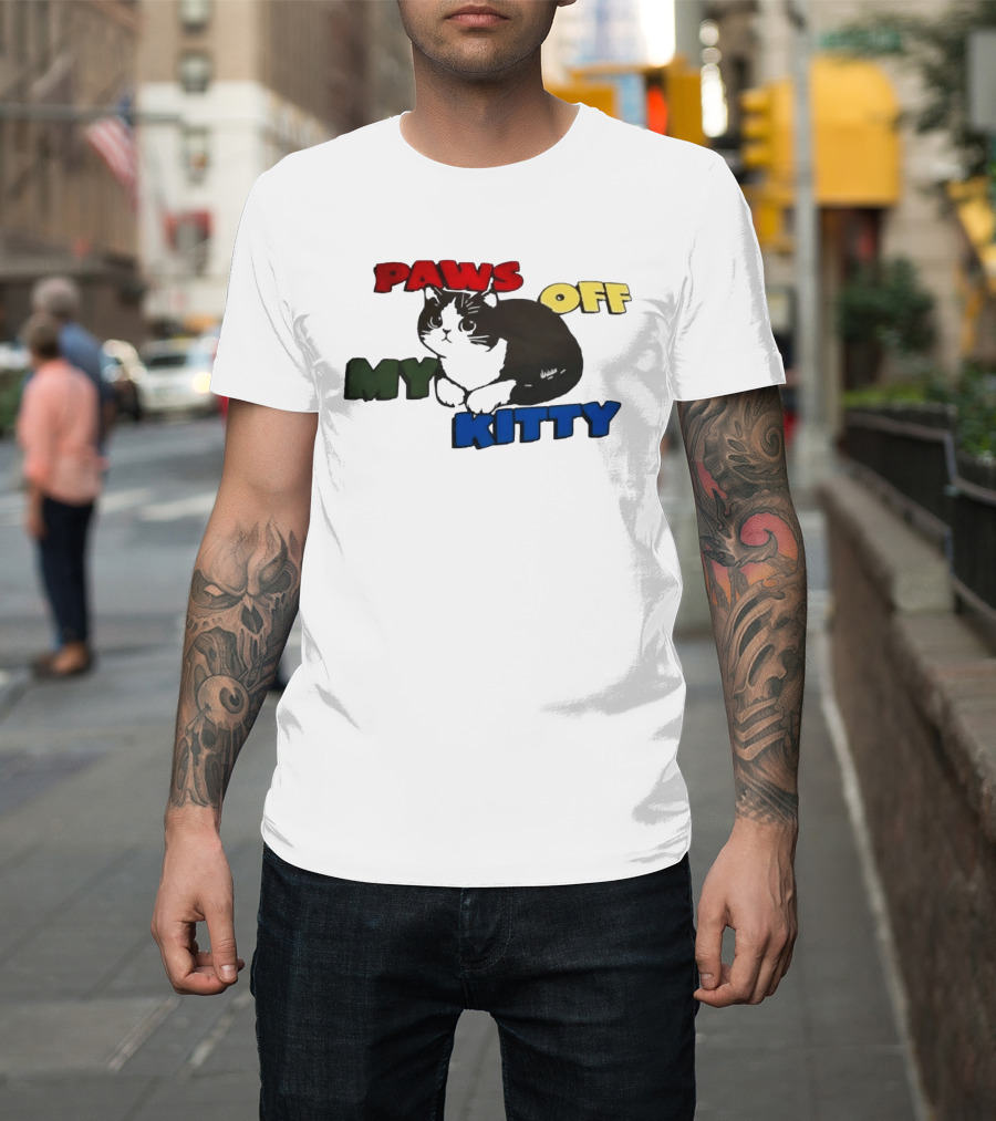 Paws Off My Kitty Cat Vintage Style Pet Lover T-Shirt