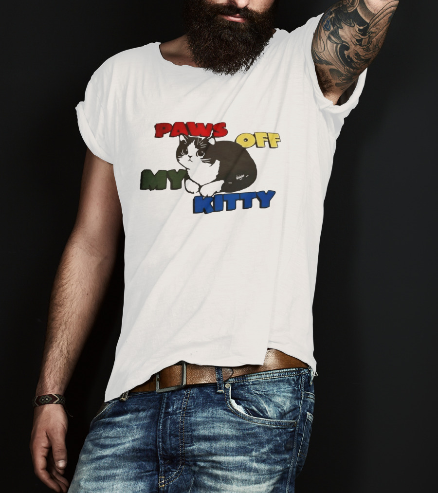 Paws Off My Kitty Cat Vintage Style Pet Lover T-Shirt