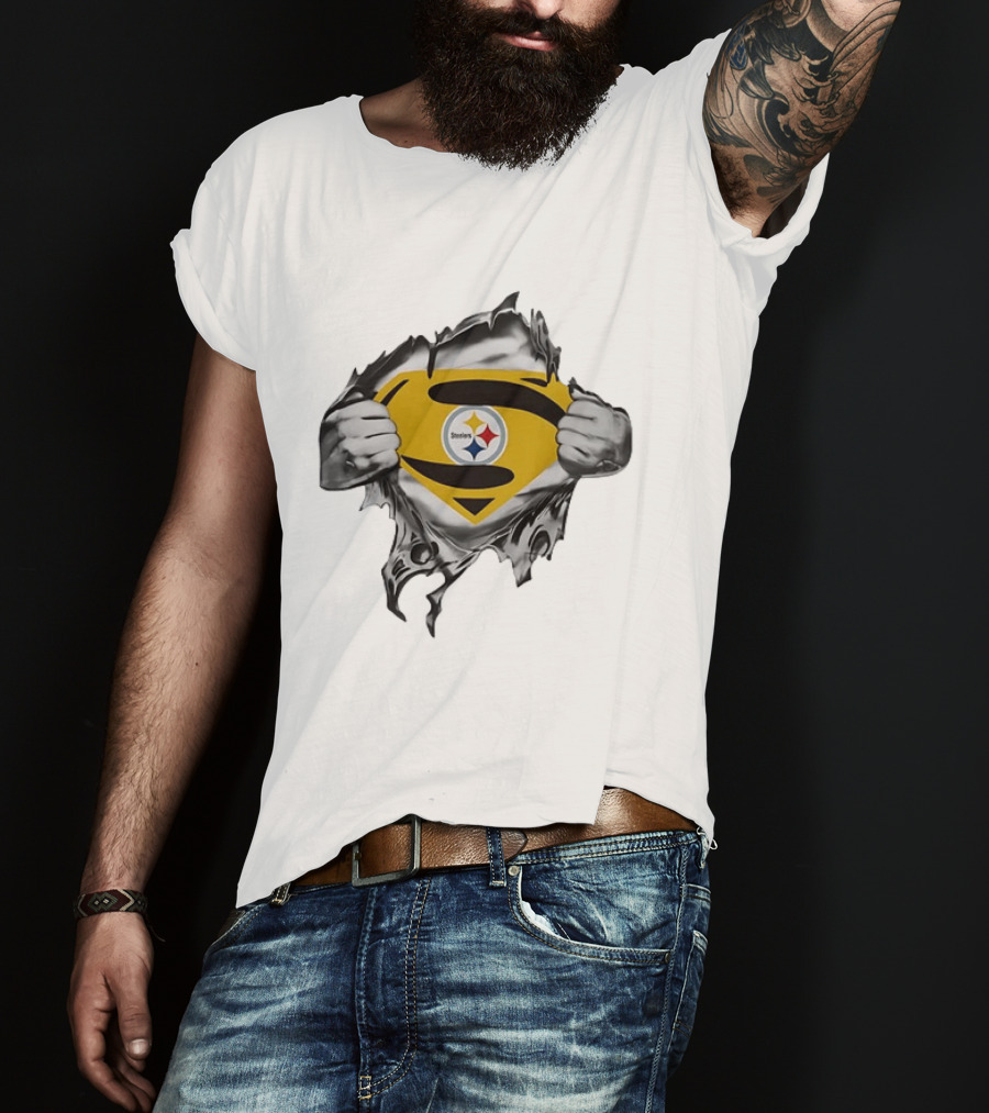 Pittsburgh Steelers Superman Chest Rip T-Shirt