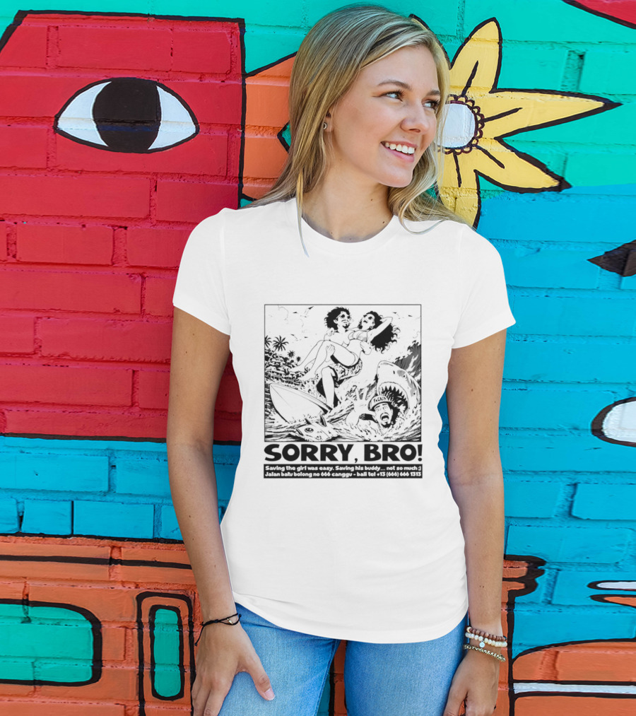 Sorry Bro Saving The Girl Was Easy Saving His Buddy Not So Much Vintage Comic Style Rescue Scene T-Shirt