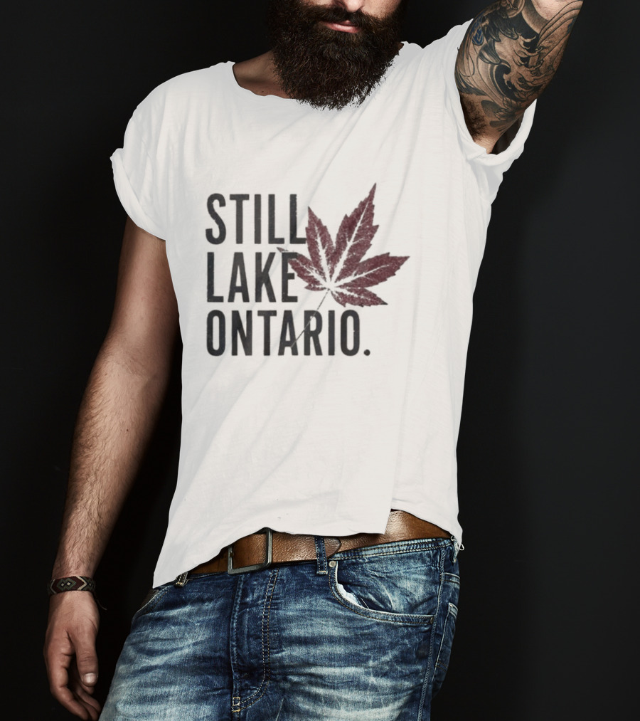 Still Lake Ontario Coordinates Great Lakes Maple Leaf T-Shirt