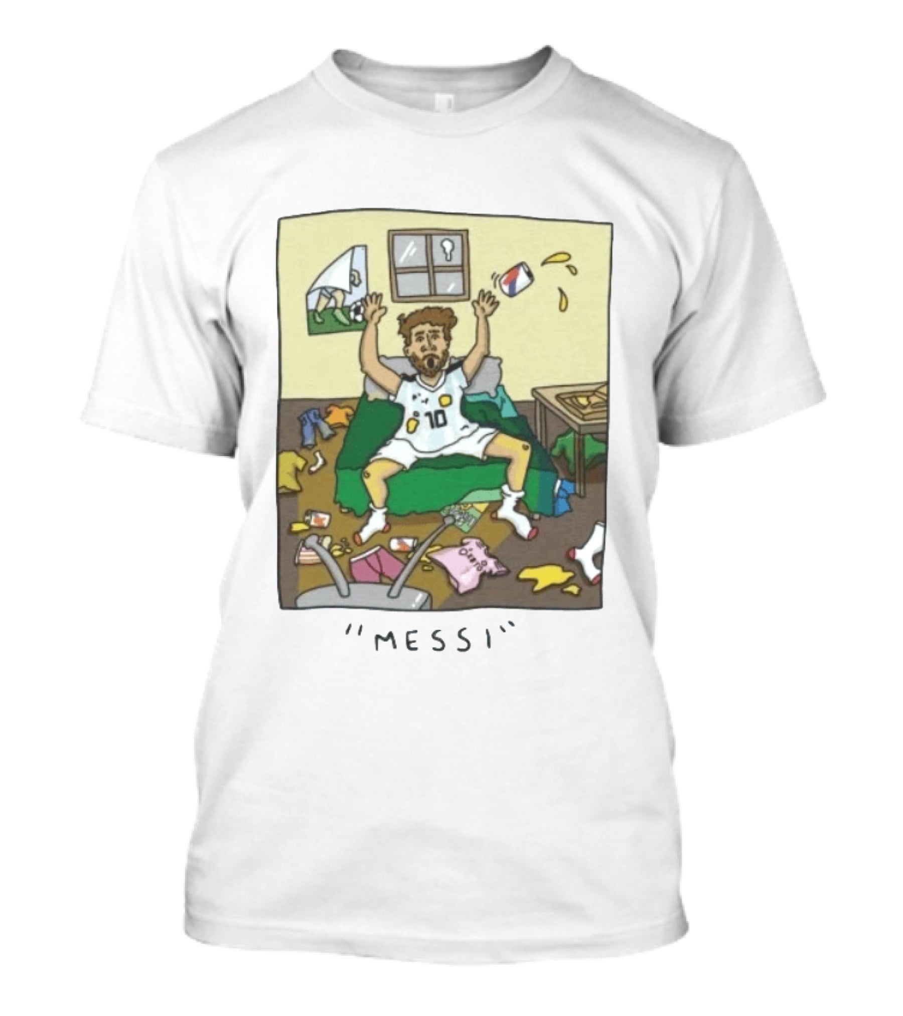 Lionel Messi Argentina Football Cartoon Messy Room T-Shirt