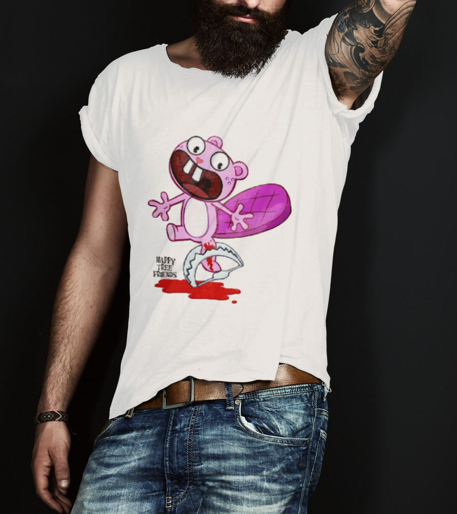 Toothy Happy Tree Friends Cartoon Beaver Stuck In Bear Trap T-Shirt