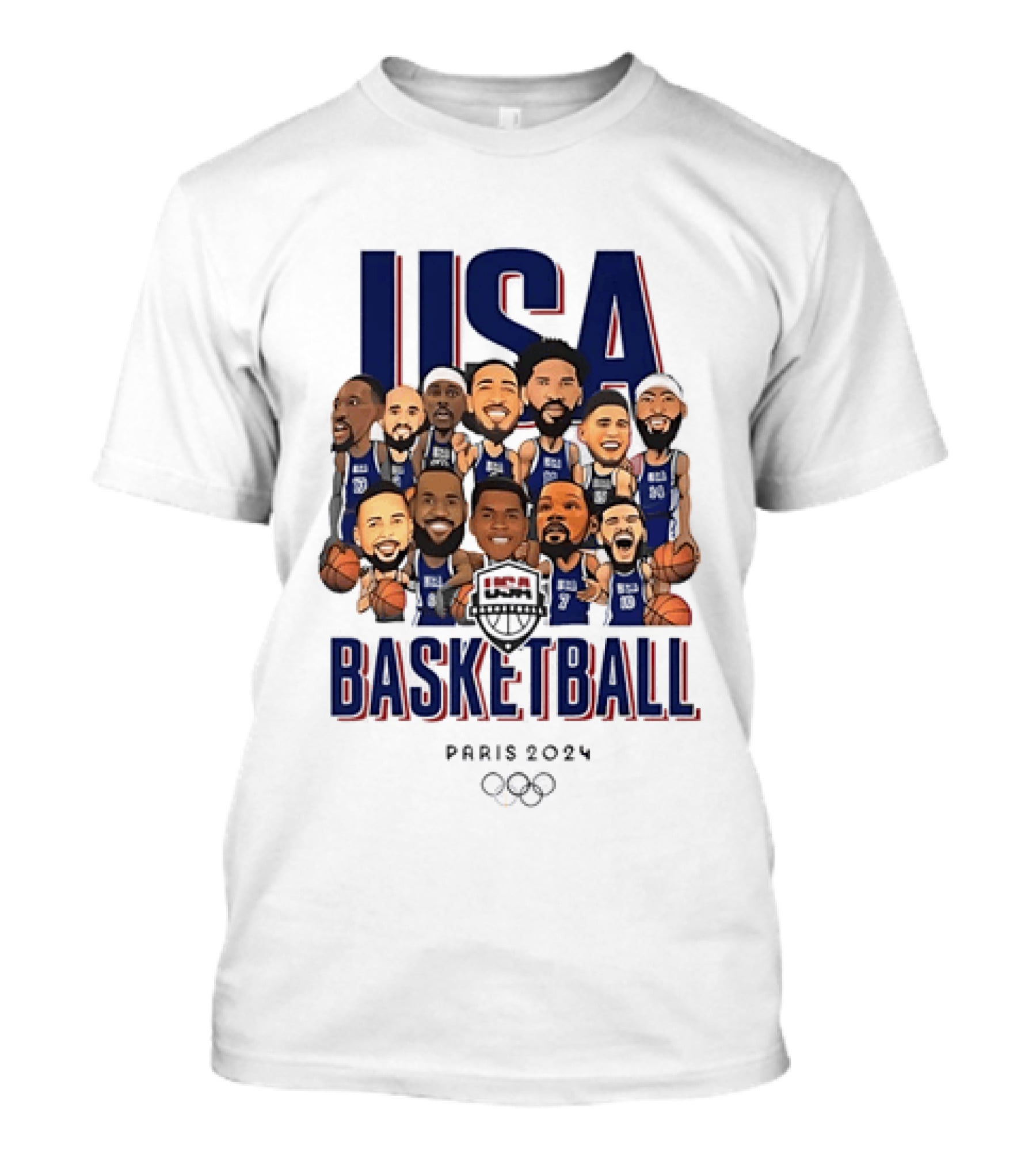 USA Basketball Team Paris 2024 Caricature Olympics T-Shirt