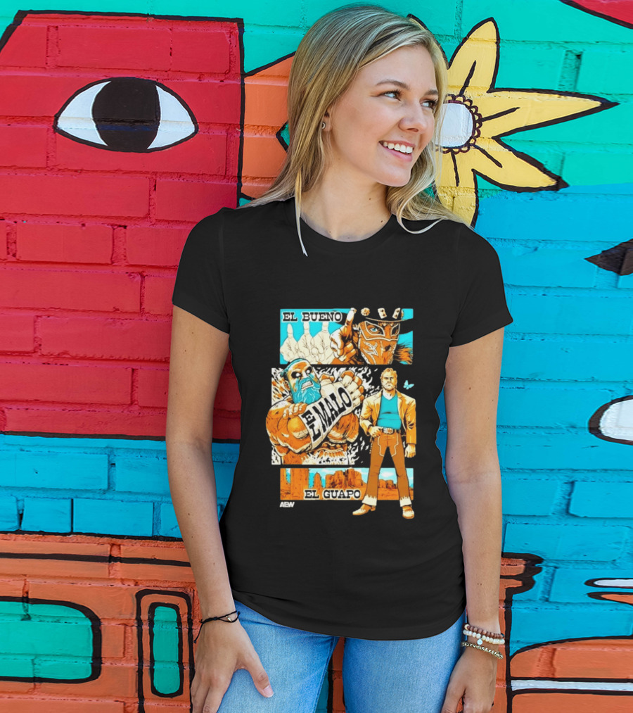 AEW El Bueno El Malo El Guapo Wrestling Comic T-Shirt