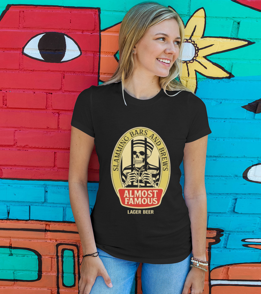 Almost Famous Slamming Bars And Brews Lager Beer Skeleton T-Shirt