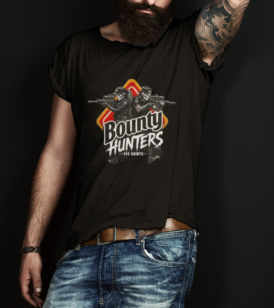 Bounty Hunters 415 Saints Skull Tactical Team Duo T-Shirt