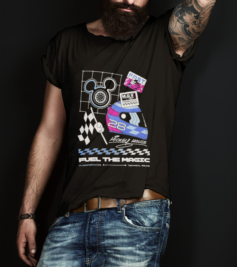 Mickey Mouse Fast Formula 1 Racing Helmet Fuel The Magic P1 Performance T-Shirt