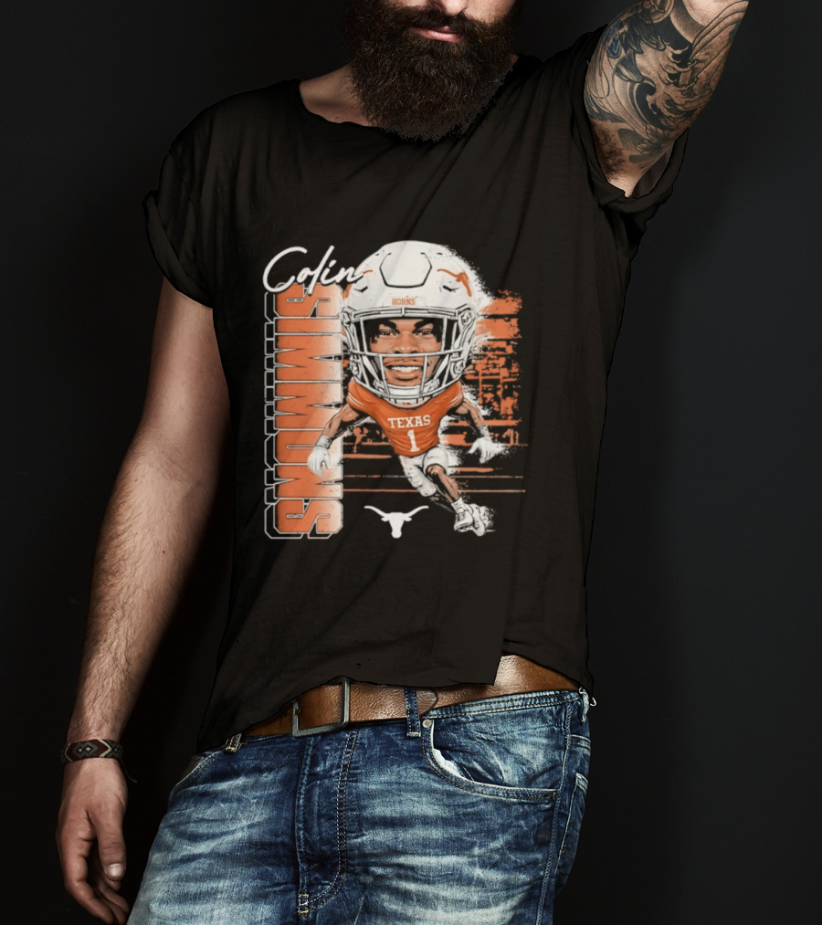 Colin Simmons Texas Longhorns Football Player Number 1 Distressed T-Shirt