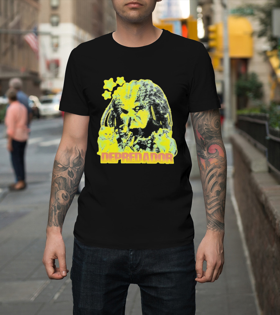 Depredador Predator Sci Fi With Kittens And Stars T-Shirt