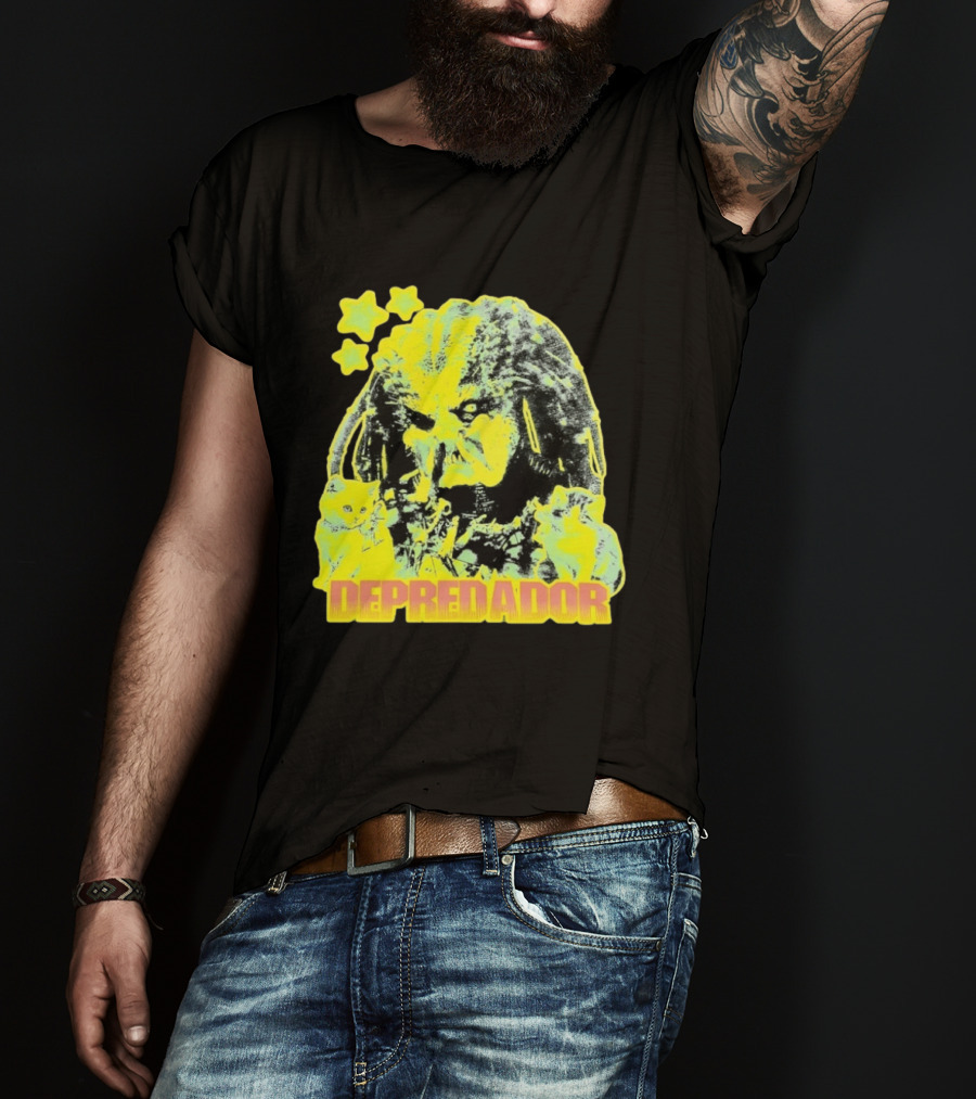 Depredador Predator Sci Fi With Kittens And Stars T-Shirt