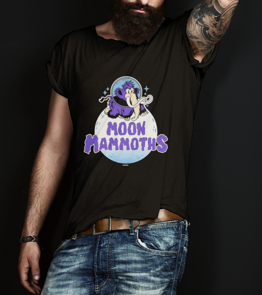 Moon Mammoths Purple Space Elephant Creature Astronaut T-Shirt