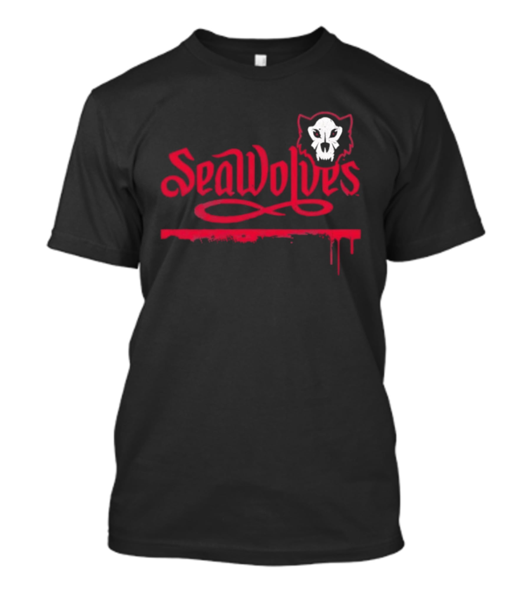 SeaWolves Skull Distressed Hockey Team Fan T-Shirt