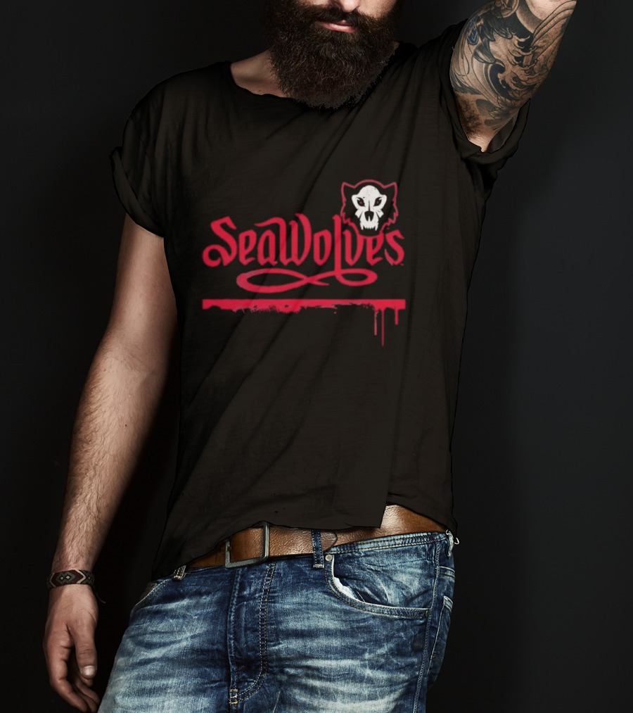 SeaWolves Skull Distressed Hockey Team Fan T-Shirt