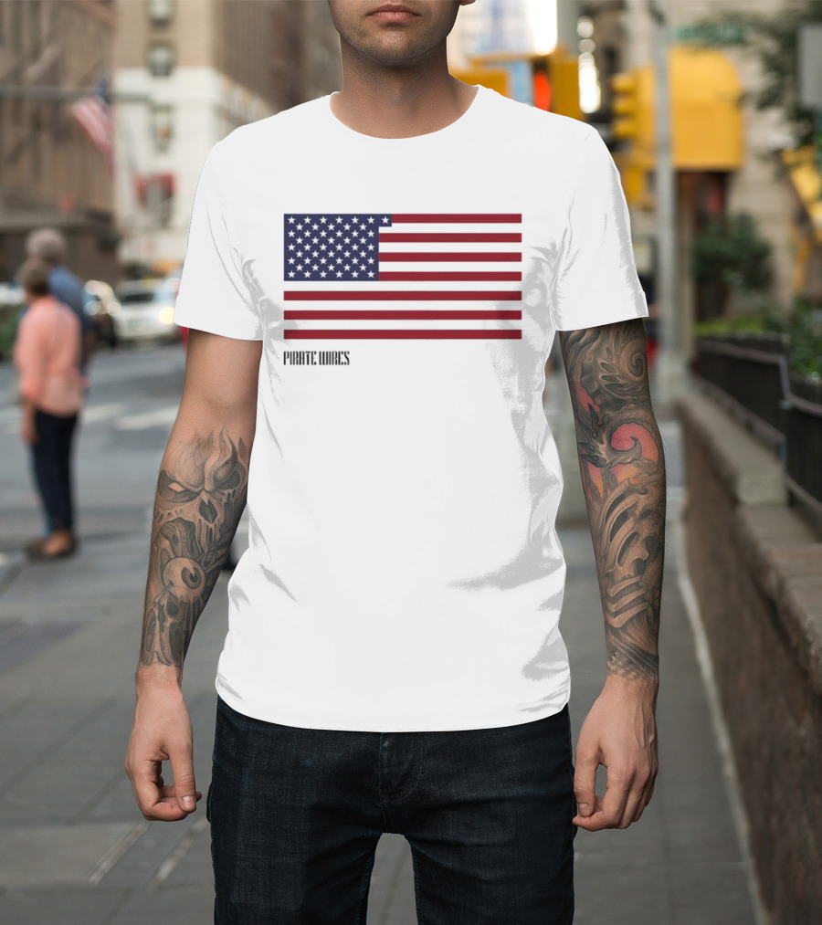 Pirate Wires 1776 American Flag Lunar Position Relative To Earth T-Shirt