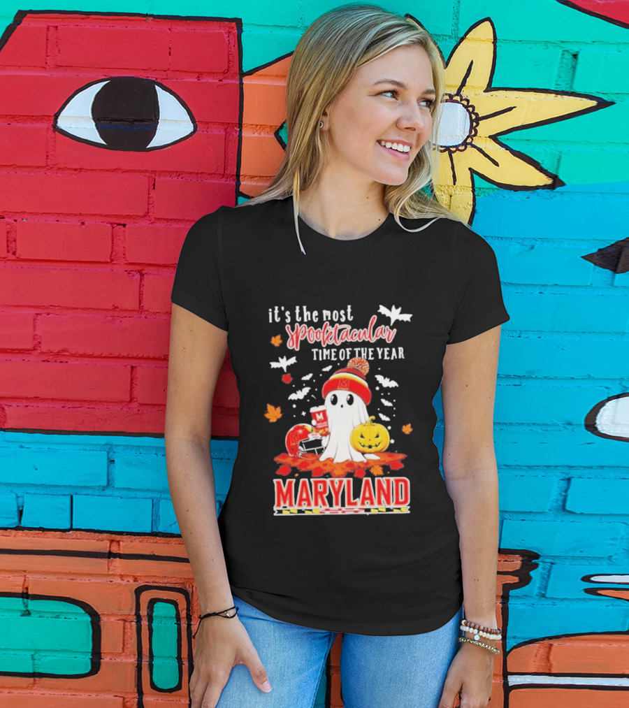 Maryland Terrapins Halloween 2026 Most Spooktacular Time Of The Year Ghost T-Shirt