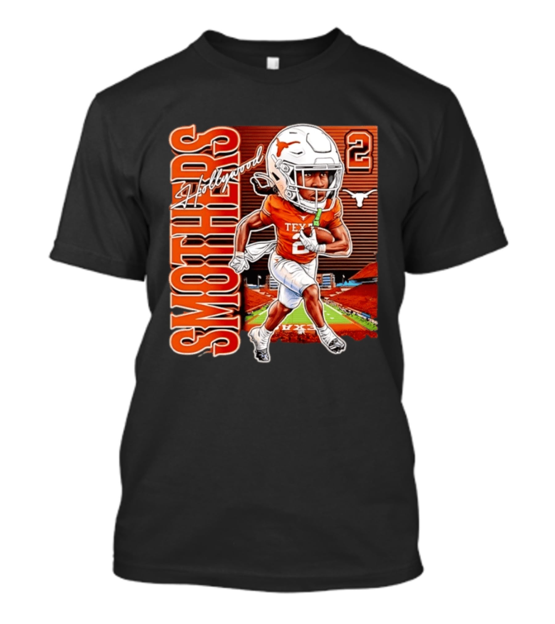 Hollywood Smothers Texas Longhorns Number 2 Football Player Action T-Shirt