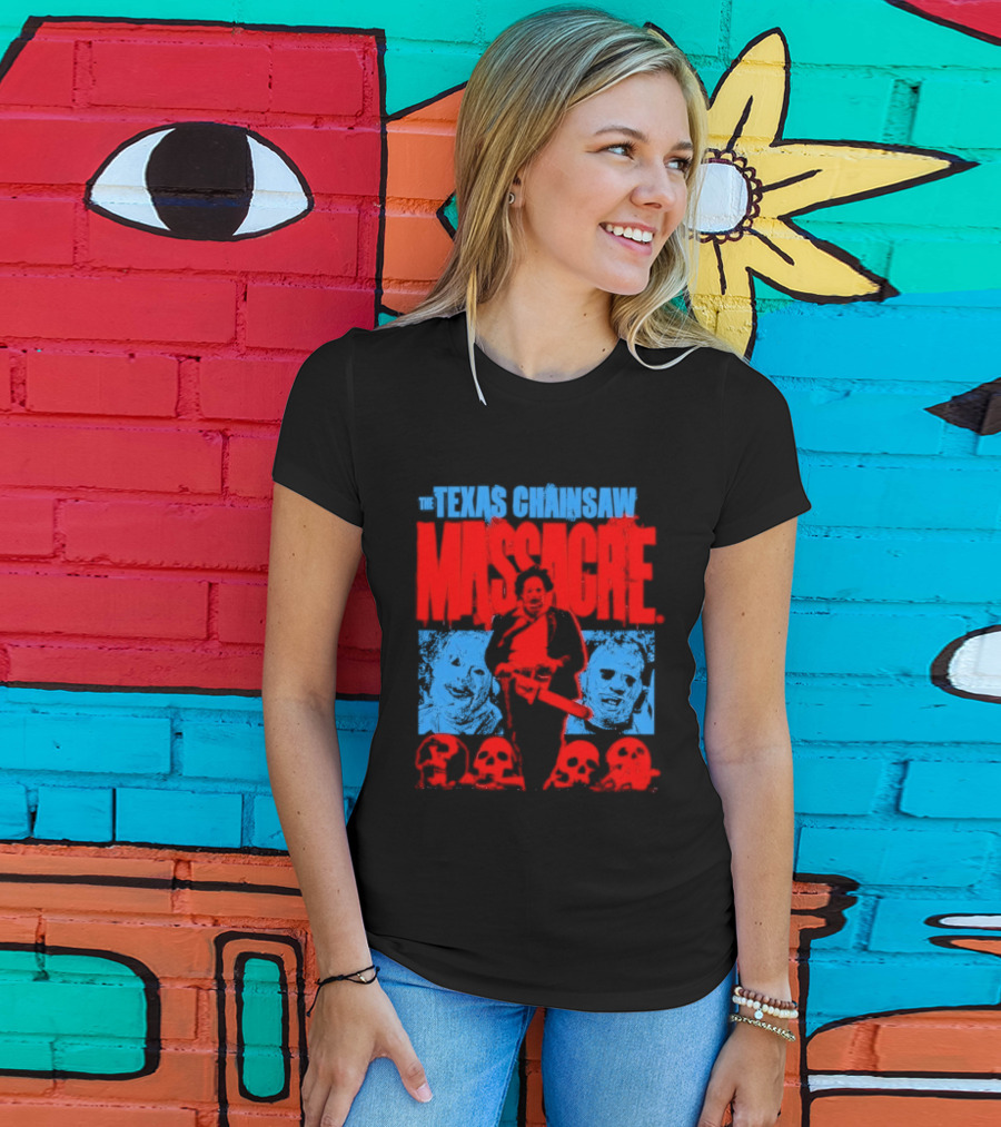 The Texas Chainsaw Massacre Leatherface Horror Movie Skulls Scene T-Shirt