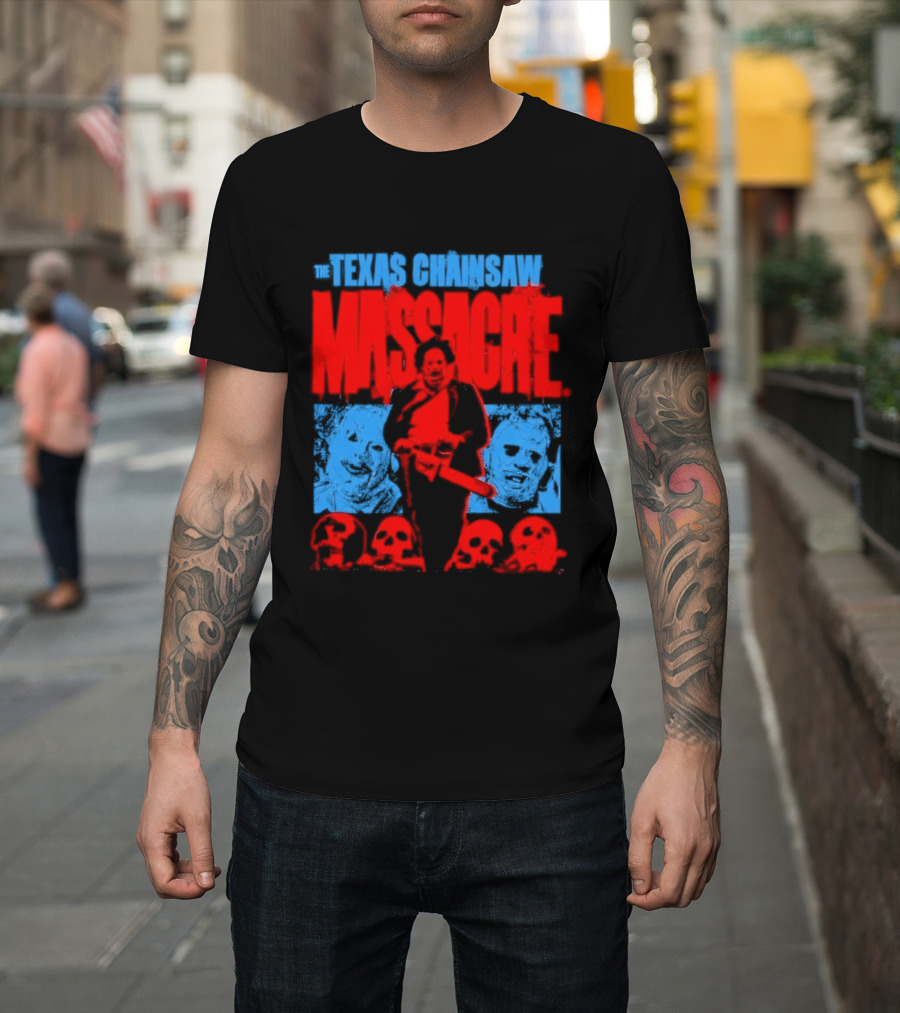 The Texas Chainsaw Massacre Leatherface Horror Movie Skulls Scene T-Shirt