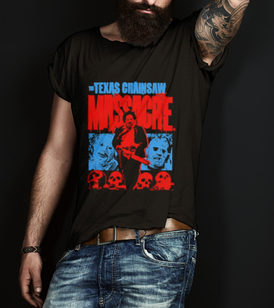 The Texas Chainsaw Massacre Leatherface Horror Movie Skulls Scene T-Shirt