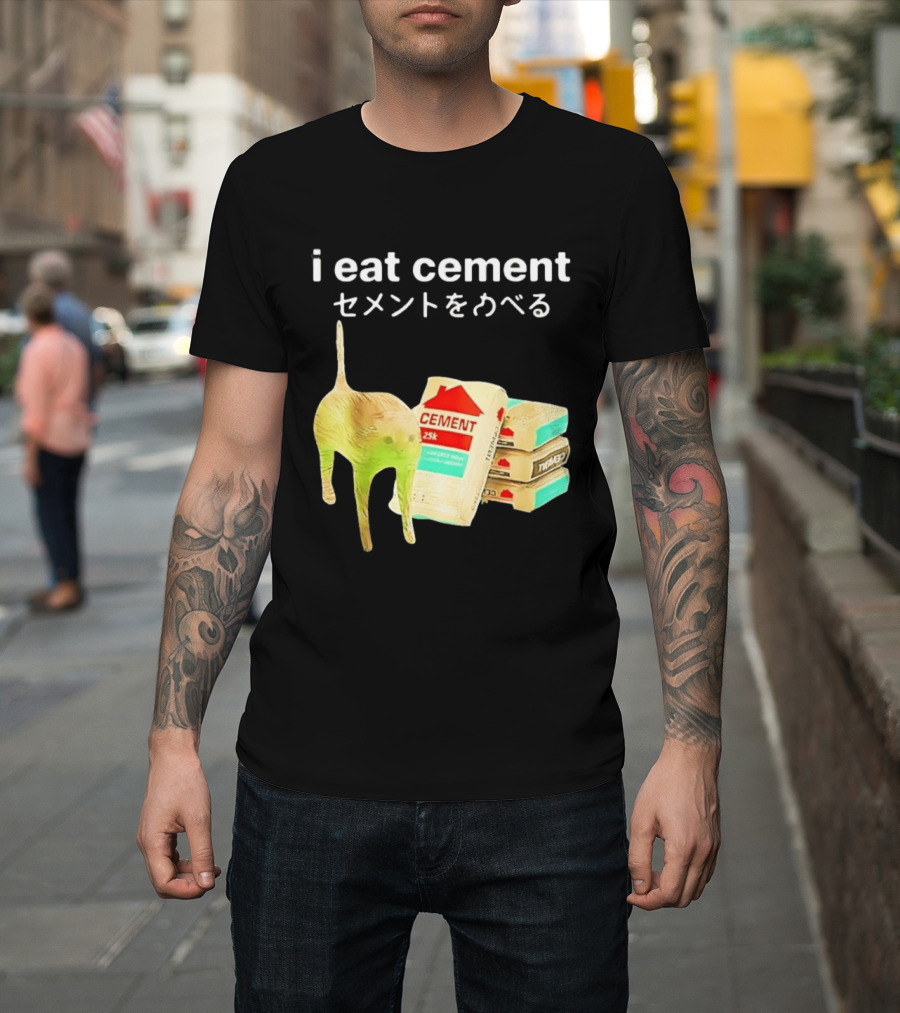 I Eat Cement Cat Meme Cursed T-Shirt