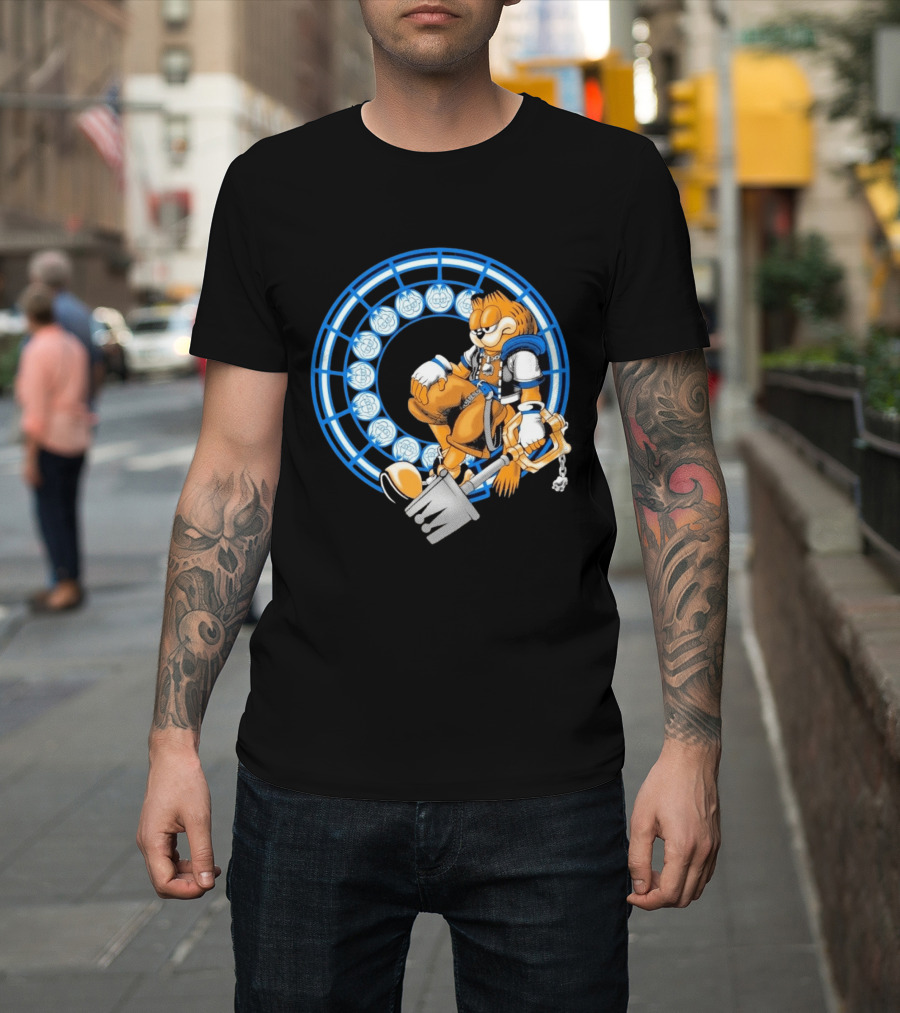Just Another Heartless Monday Yetee Crossover With Keyblade Wielding Garfiend And Cool Blue Circles T-Shirt