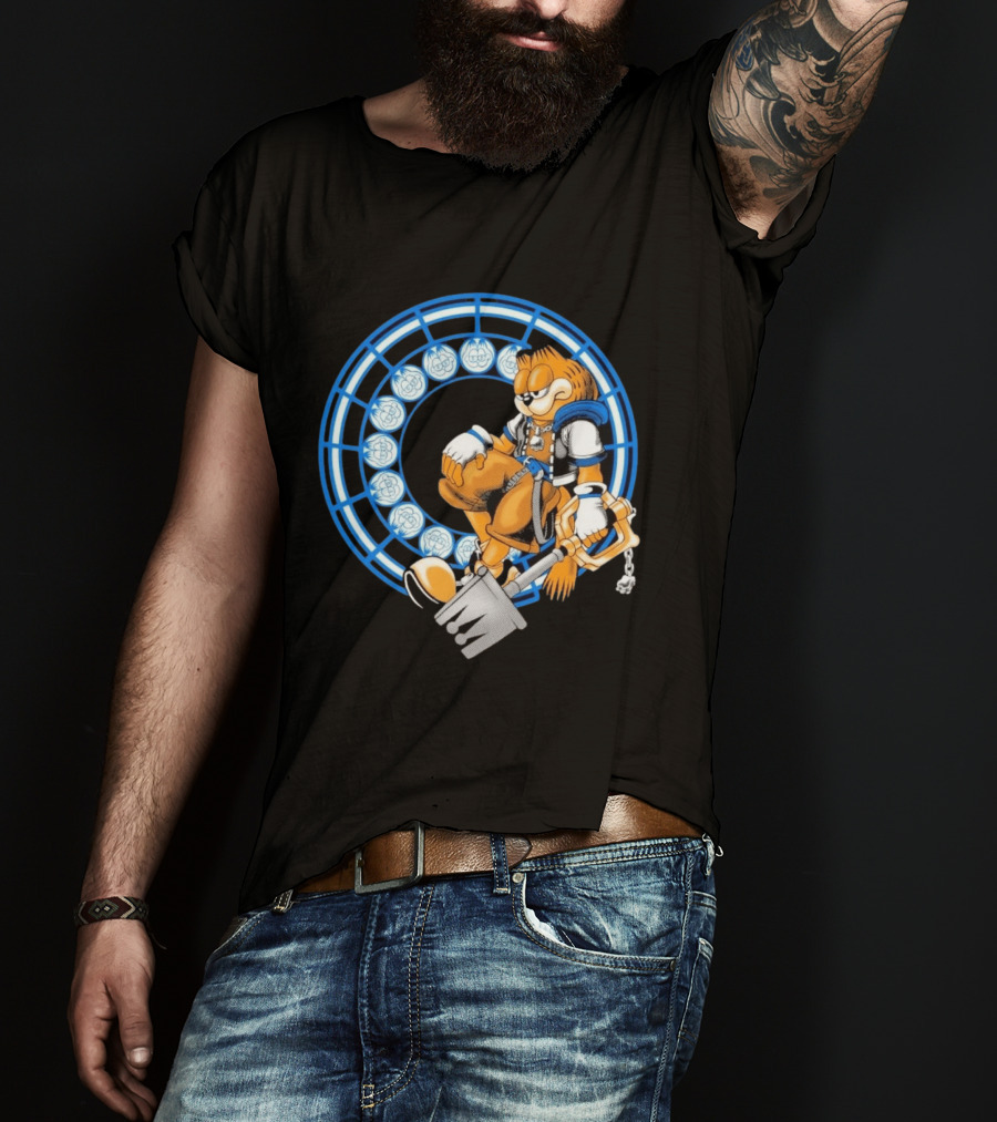 Just Another Heartless Monday Yetee Crossover With Keyblade Wielding Garfiend And Cool Blue Circles T-Shirt