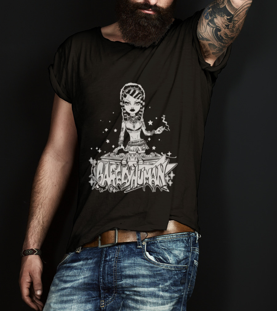 6Arelyhuman Digital Dancer Doll Tattoo Style DJ Aesthetic T-Shirt