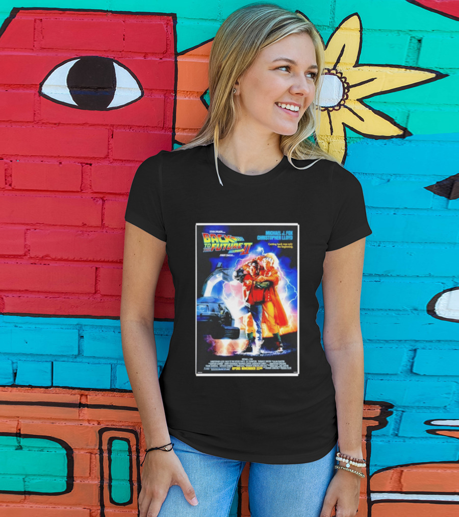 Back To The Future Part II Movie Michael J Fox Christopher Lloyd DeLorean Time Machine November 22 Spielberg T-Shirt
