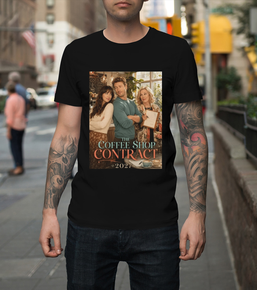 The Coffee Shop Contract 2027 Cozy Romantic Comedy Scene T-Shirt