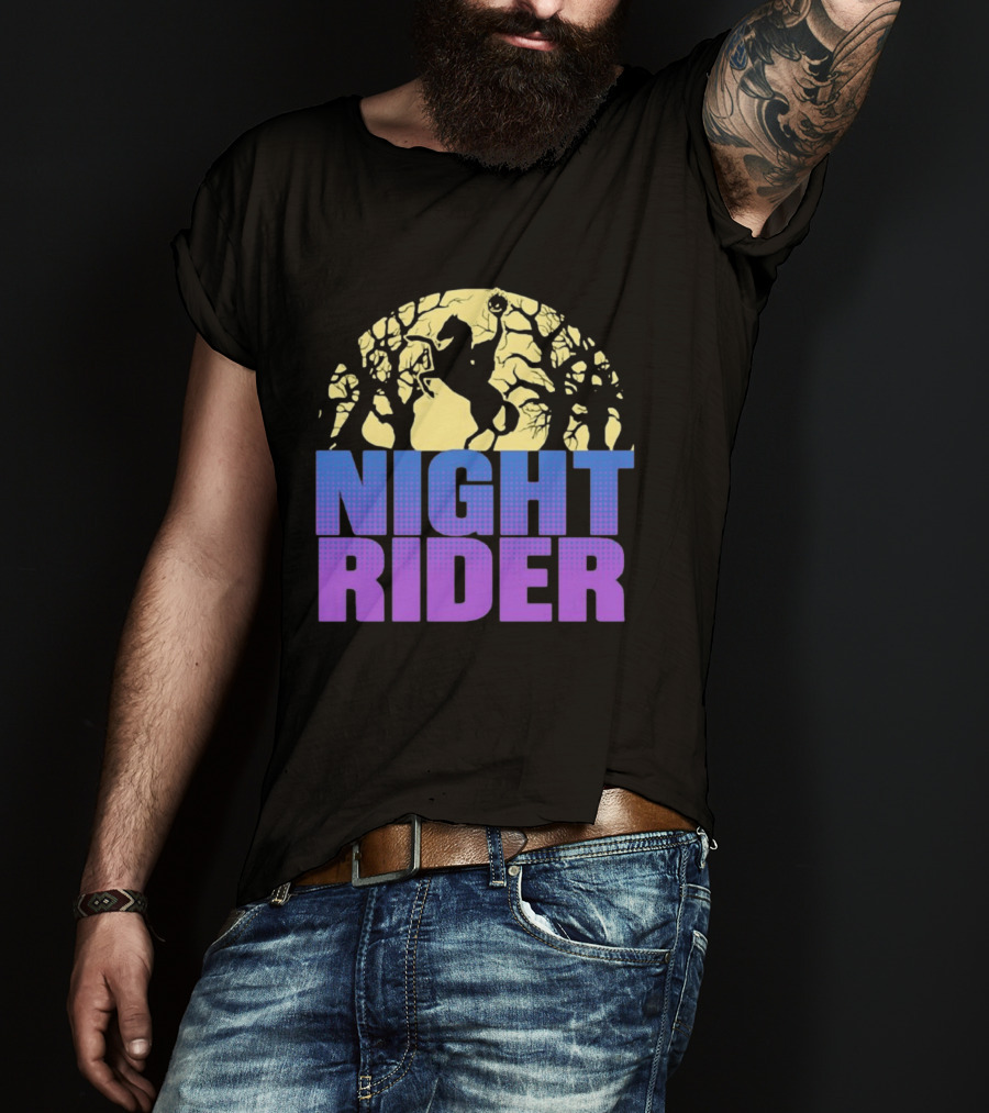 Night Rider Headless Horseman Halloween Moon T-Shirt