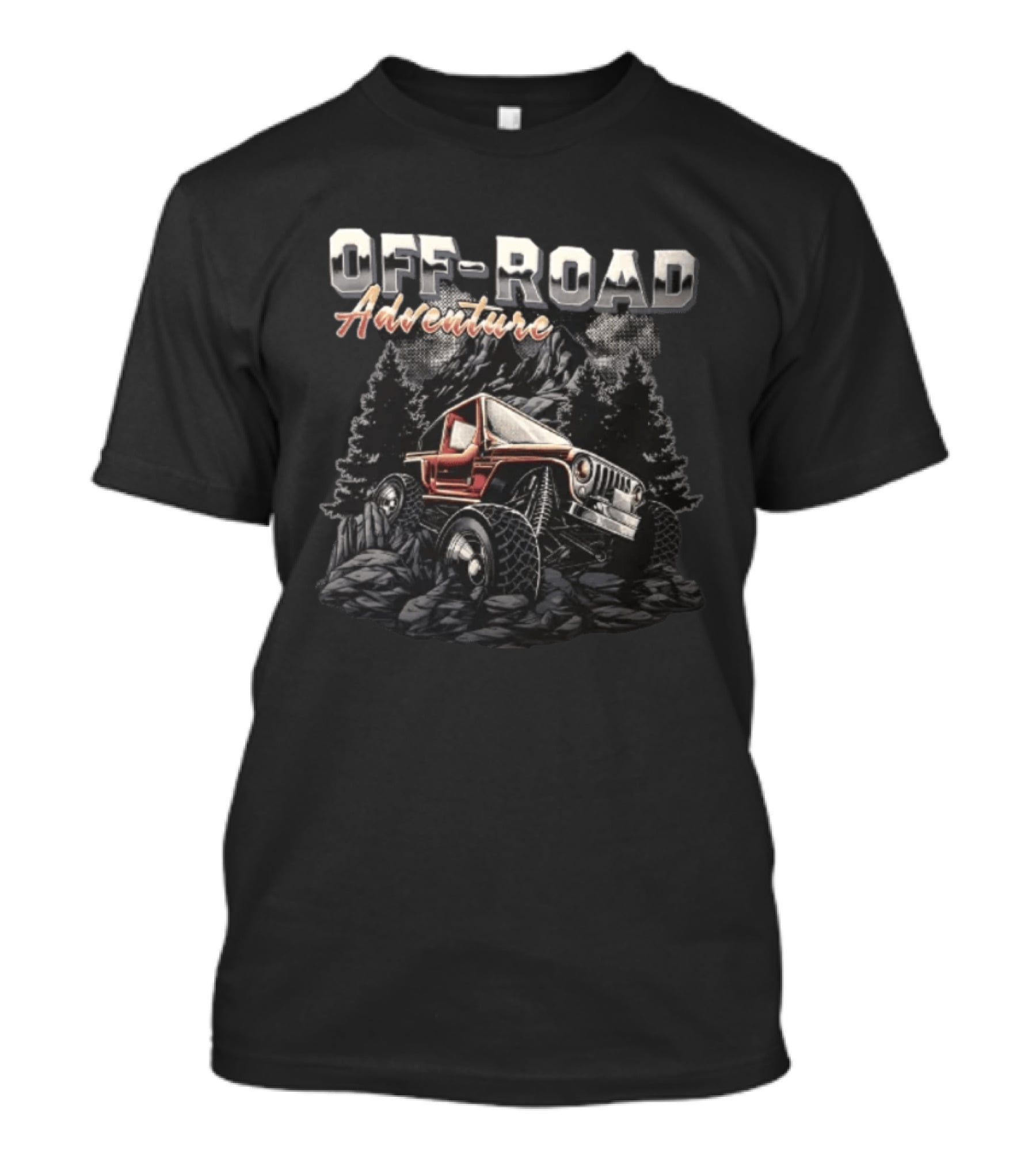 OFF ROAD Adventure Orange 4×4 Vehicle On Rocks Rugged Exploration T-Shirt