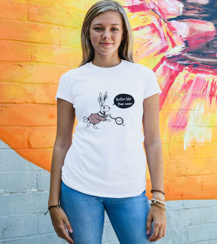 Better Late Than Never Rabbit Pocket T-Shirt
