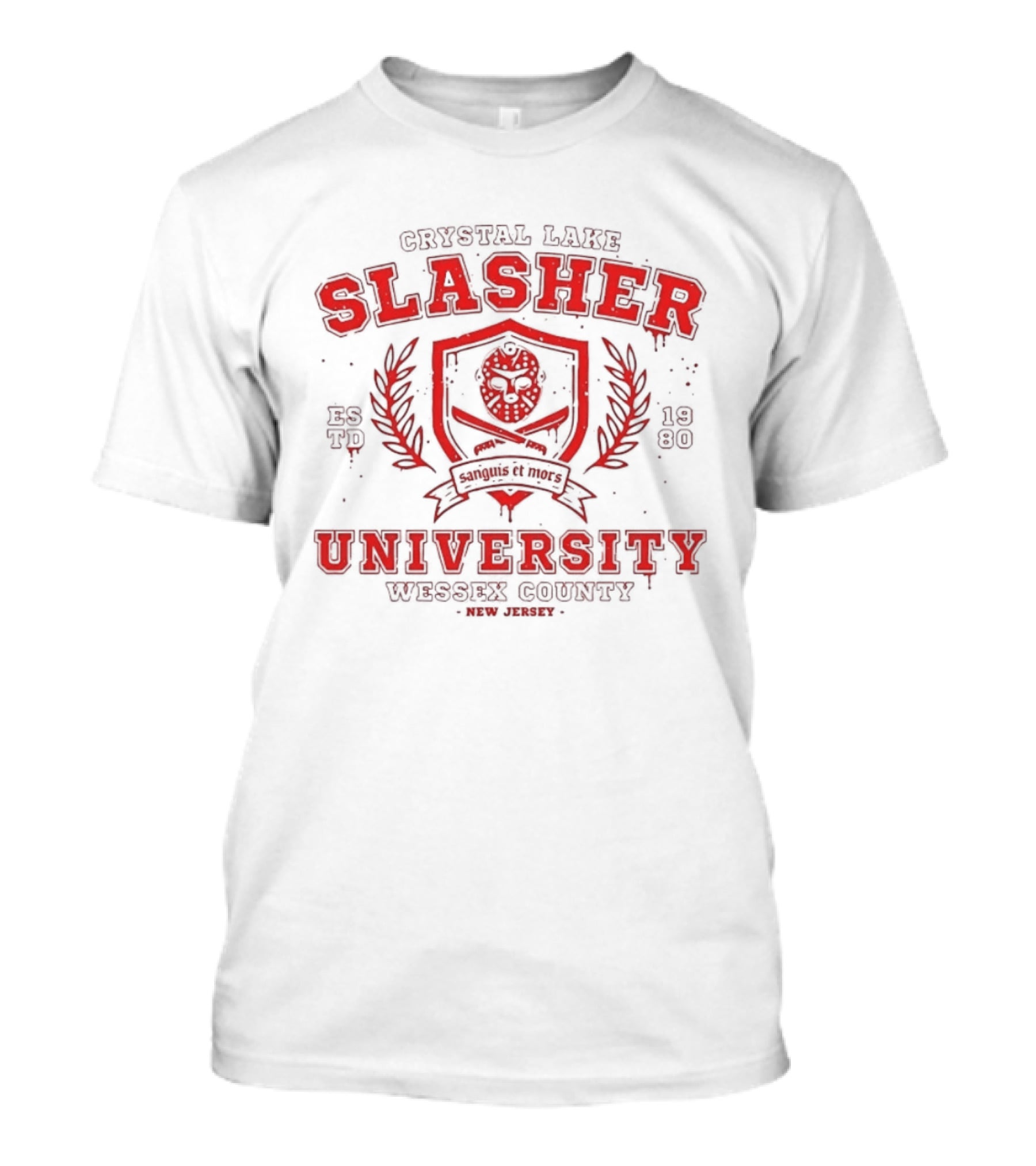 Crystal Lake Slasher University Estd 1980 Wessex County New Jersey Crest T-Shirt