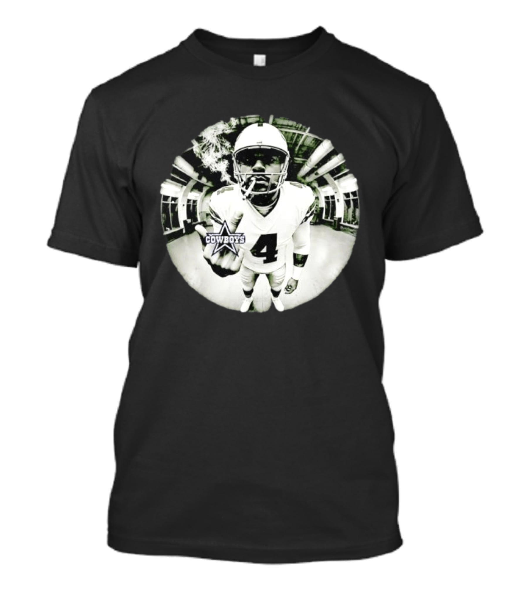 Dak Prescott Cowboys Number 4 Smoking وسط البنية التحتية T-Shirt
