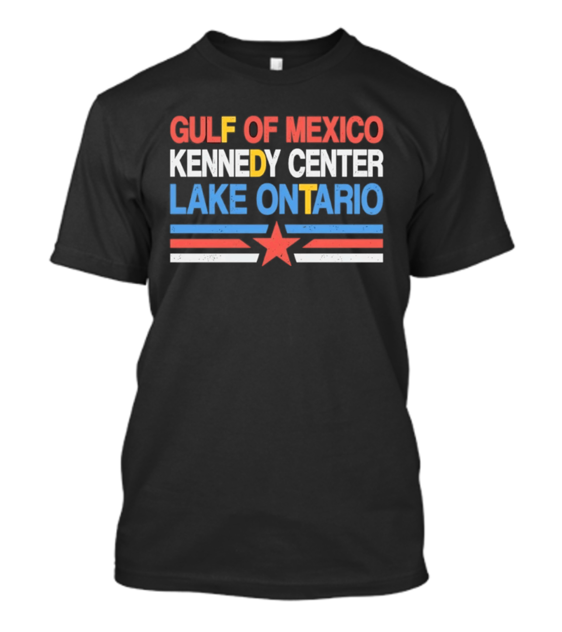 Distressed Gulf Of Mexico Kennedy Center Lake Ontario Star T-Shirt