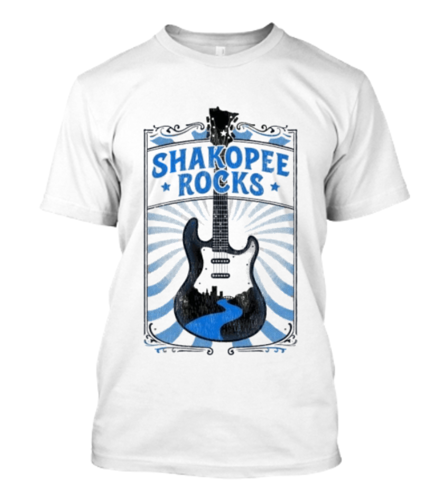 Shakopee Rocks Guitar Minnesota Rock And Roll Stripes T-Shirt