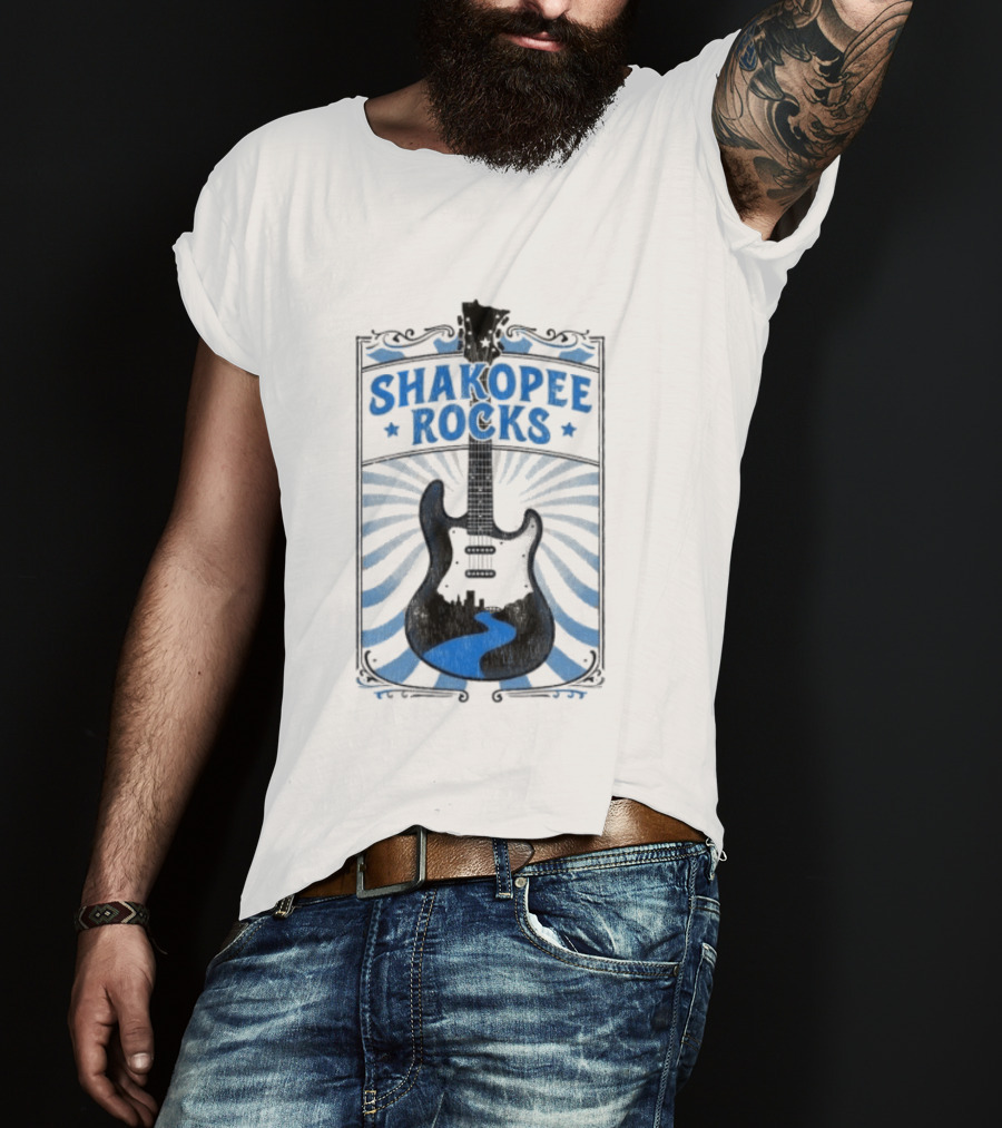 Shakopee Rocks Guitar Minnesota Rock And Roll Stripes T-Shirt