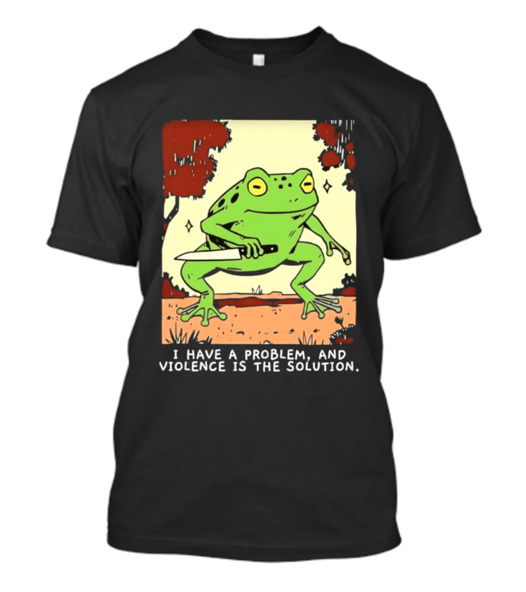 Frog Holding Knife Problem And Violence Solution T-Shirt