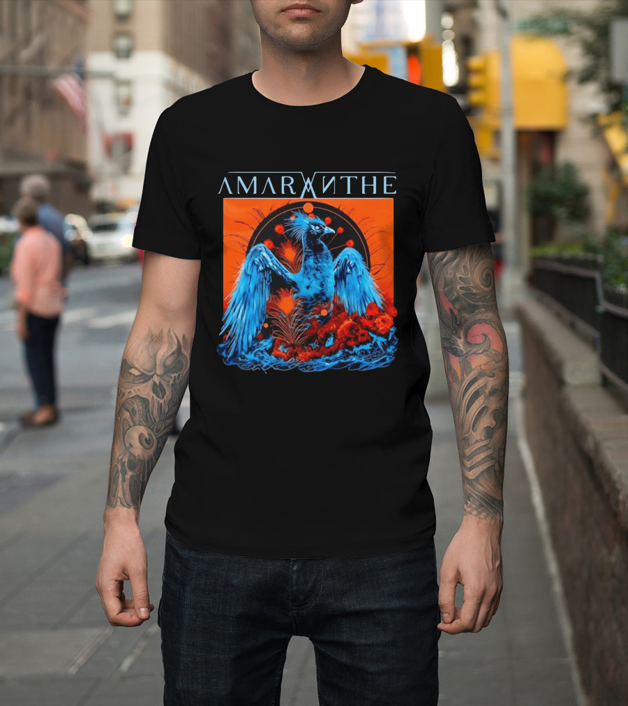 Amaranthe Phoenix Bird Metal Band Blue And Orange T-Shirt