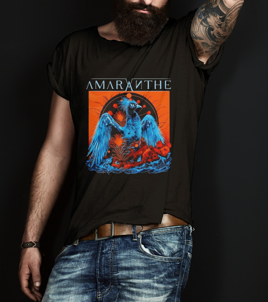 Amaranthe Phoenix Bird Metal Band Blue And Orange T-Shirt