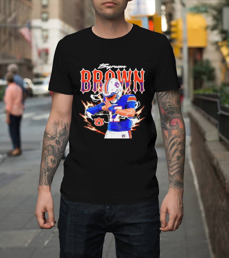 Auburn Tigers Byrum Brown Football Player Comic T-Shirt