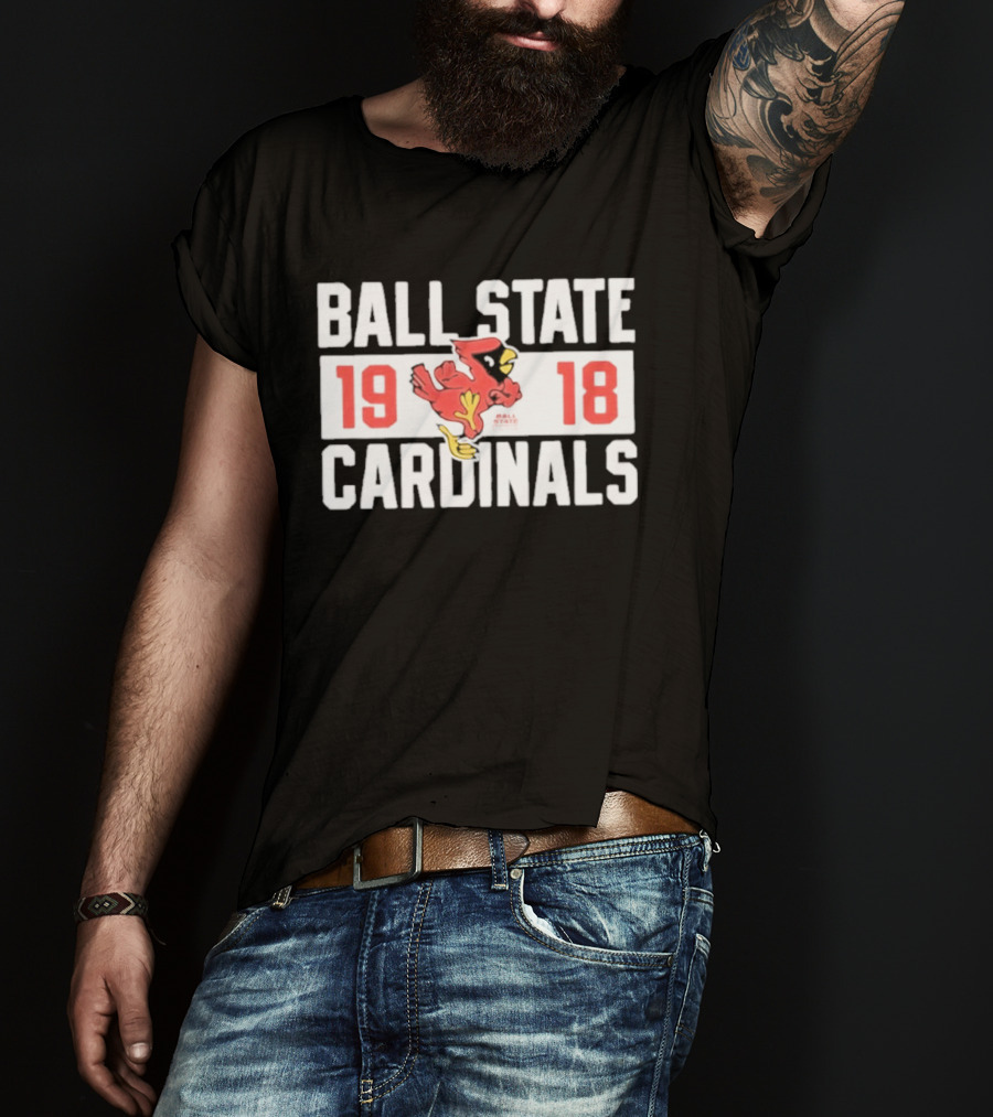 Ball State Cardinals 1918 Vintage Logo Red Cardinal Football Team T-Shirt